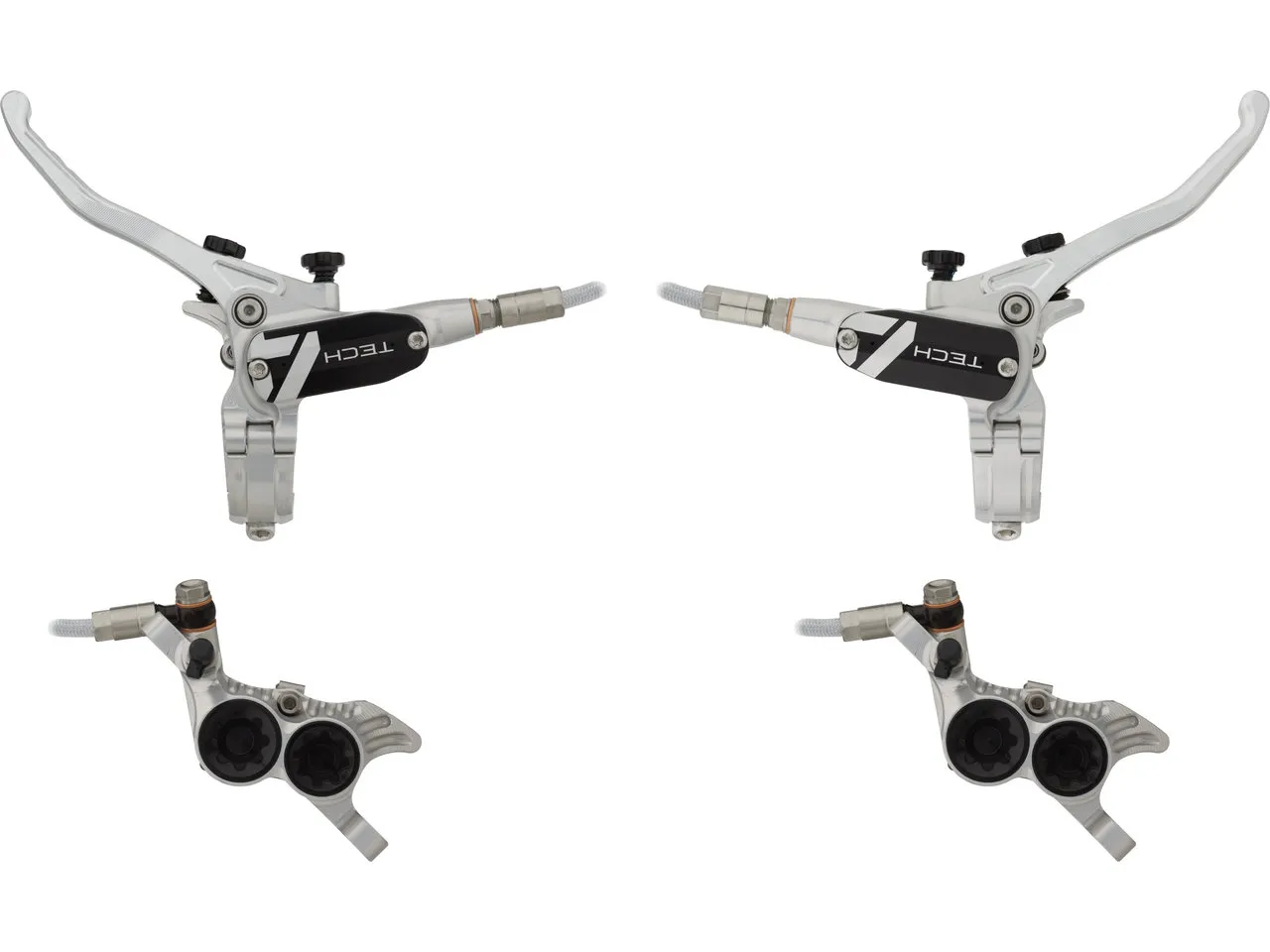 Hope Tech 4 V4 v+h Set Scheibenbremse mit Stahlflexleitung, Grau, Satz (VR + HR) Hope Tech 4 V4 v+h Set Scheibenbremse mit Stahlflexleitung, Grau, Satz (VR + HR)