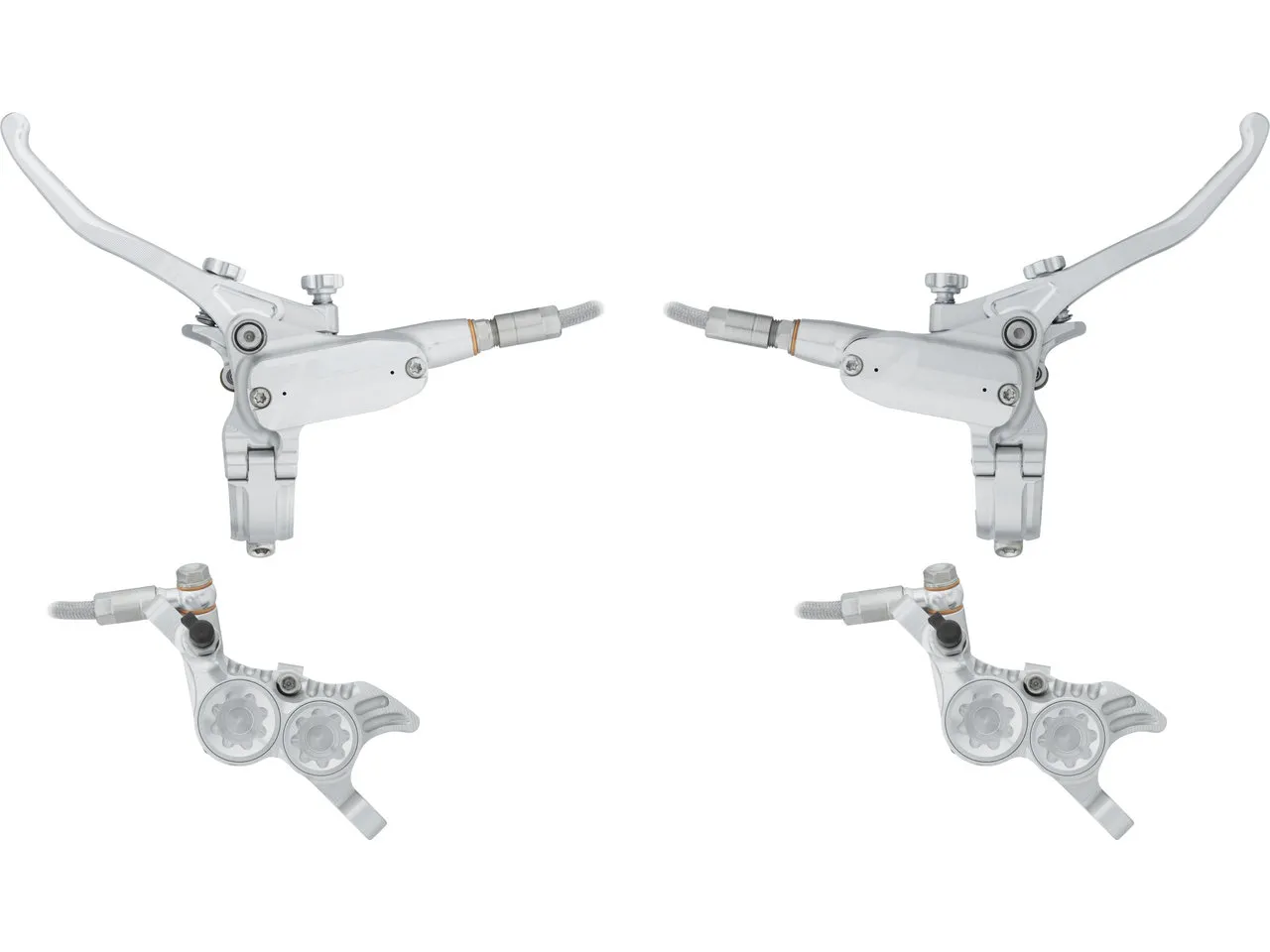 Hope Tech 4 V4 v+h Set Scheibenbremse mit Stahlflexleitung, Grau, Satz (VR + HR) Hope Tech 4 V4 v+h Set Scheibenbremse mit Stahlflexleitung, Grau, Satz (VR + HR)