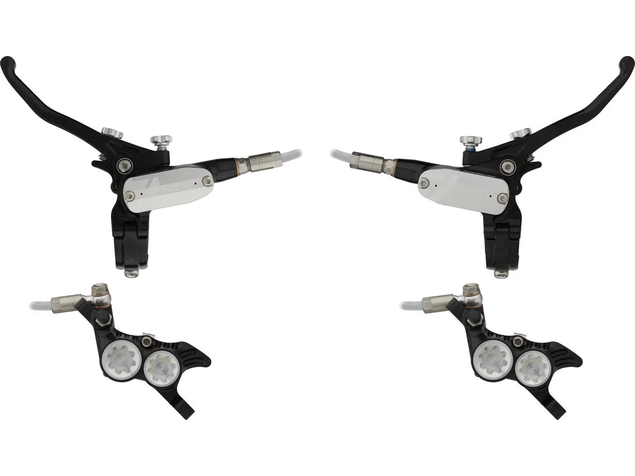Hope Tech 4 V4 v+h Set Scheibenbremse mit Stahlflexleitung, Grau, Satz (VR + HR) Hope Tech 4 V4 v+h Set Scheibenbremse mit Stahlflexleitung, Grau, Satz (VR + HR)