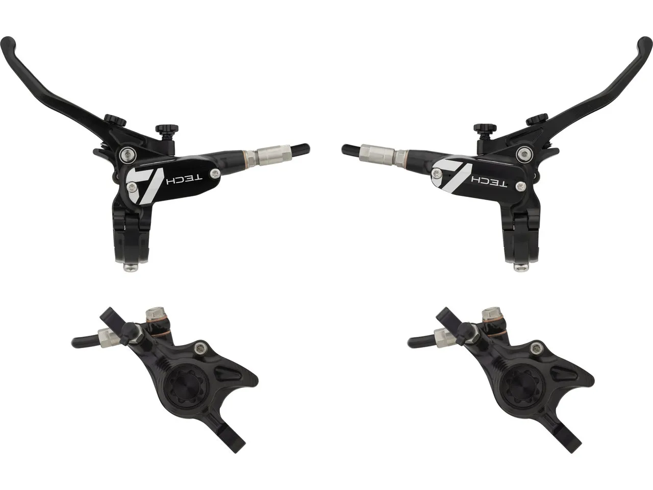 Hope Tech 4 X2 v+h Set Scheibenbremse mit Kunststoffleitung, Schwarz, Satz (VR + HR) Hope Tech 4 X2 v+h Set Scheibenbremse mit Kunststoffleitung, Schwarz, Satz (VR + HR)