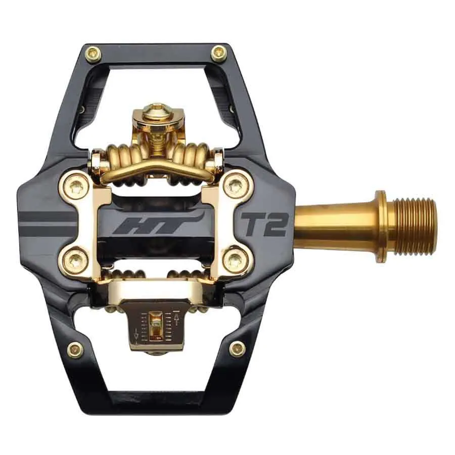 HT T2 Titanium Limited Edition Pedale, Stealth black / gold, One Size HT T2 Titanium Limited Edition Pedale, Stealth black / gold, One Size
