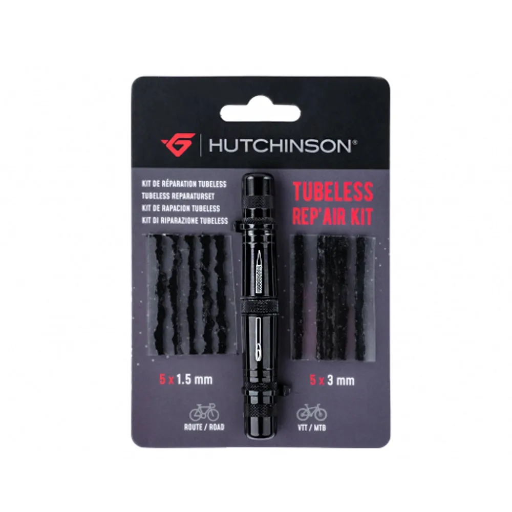 Hutchinson Reparatursatz Tubeless + 10 Tubeless Stopfen, Schwarz Hutchinson Reparatursatz Tubeless + 10 Tubeless Stopfen, Schwarz