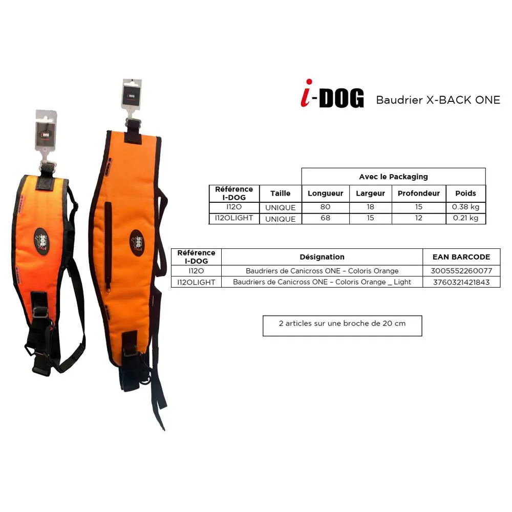 I-dog Canicross One Light Gürtel, Orange, One Size I-dog Canicross One Light Gürtel, Orange, One Size