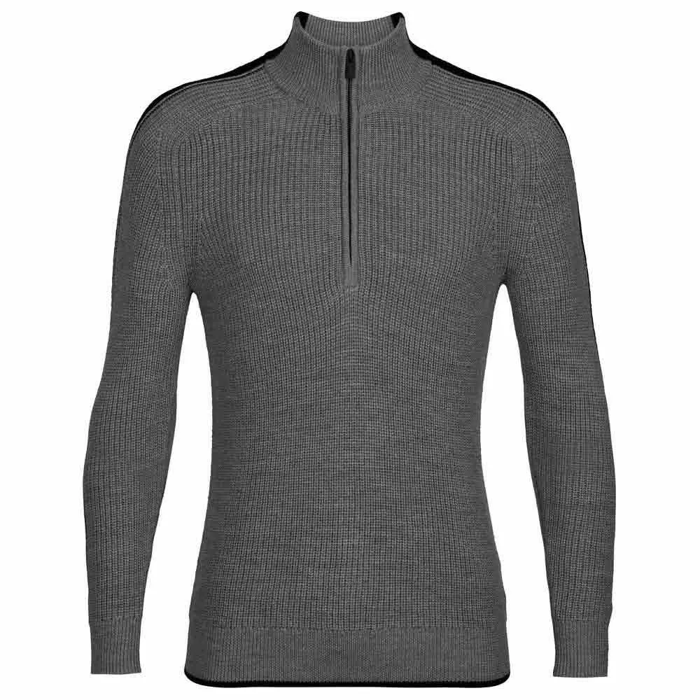 Icebreaker Lodge Half Zip Pullover, Gritstone heather / black Icebreaker Lodge Half Zip Pullover, Gritstone heather / black