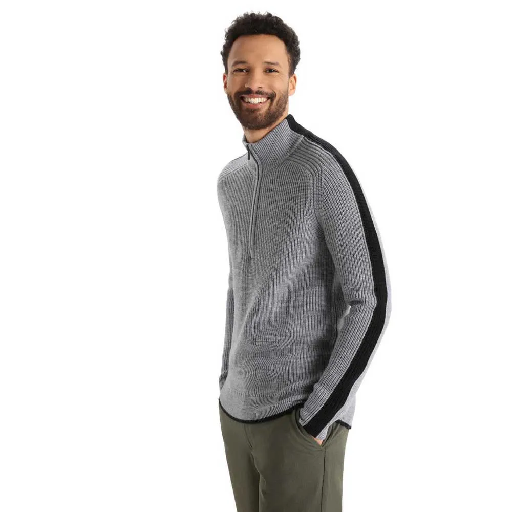 Icebreaker Lodge Half Zip Pullover, Gritstone heather / black Icebreaker Lodge Half Zip Pullover, Gritstone heather / black