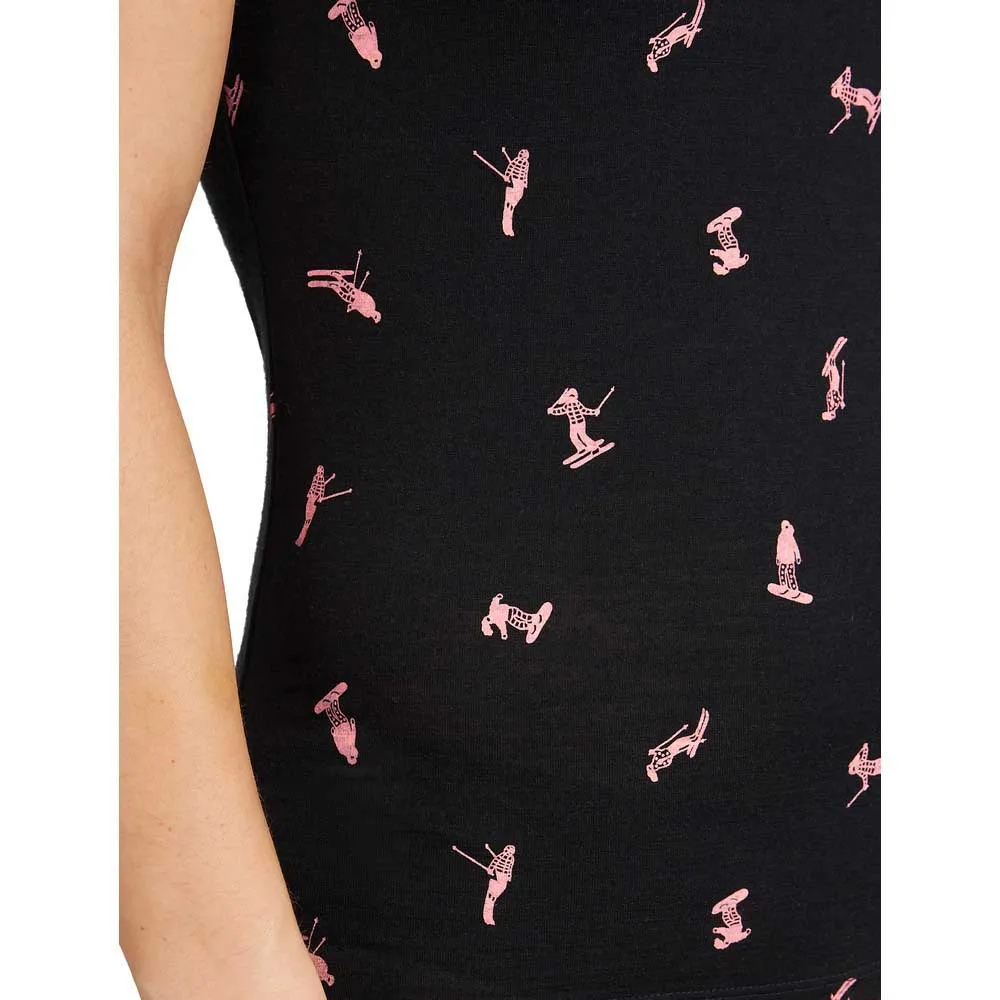 Icebreaker Merino 150 Siren Snow Day Ärmelloses Baselayer, Black / acid pink / aop Icebreaker Merino 150 Siren Snow Day Ärmelloses Baselayer, Black / acid pink / aop