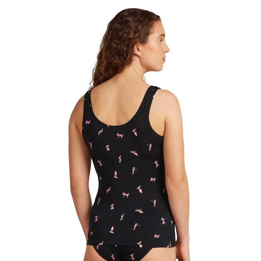 Icebreaker Merino 150 Siren Snow Day Ärmelloses Baselayer, Black / acid pink / aop Icebreaker Merino 150 Siren Snow Day Ärmelloses Baselayer, Black / acid pink / aop