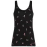 Icebreaker Merino 150 Siren Snow Day Ärmelloses Baselayer, Black / acid pink / aop