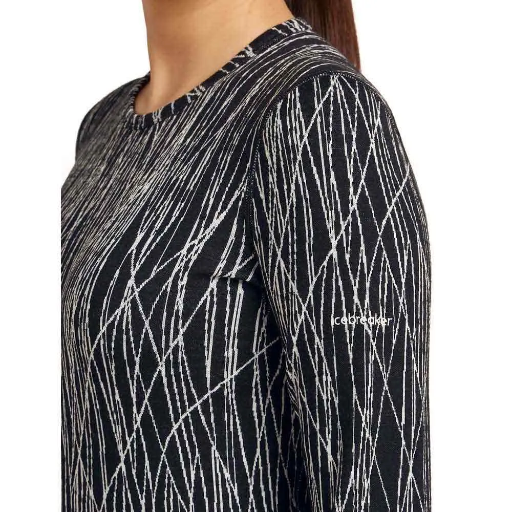 Icebreaker Merino 260 Tech Vertex Crewe Delta Lines Aop Langarm-baselayer