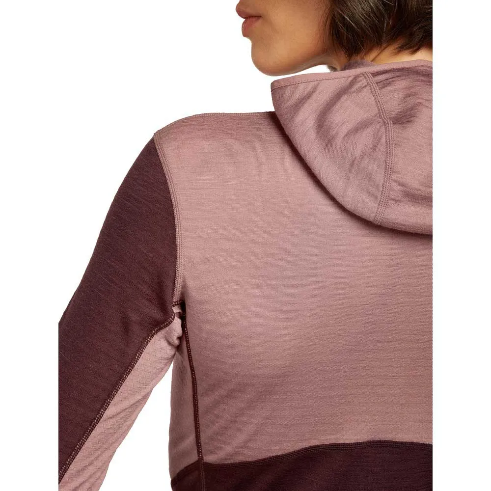 Icebreaker Merino Blend 200 Realfleece™ Descender Reißverschlusspullover female, Summit / java / acid pink / cb