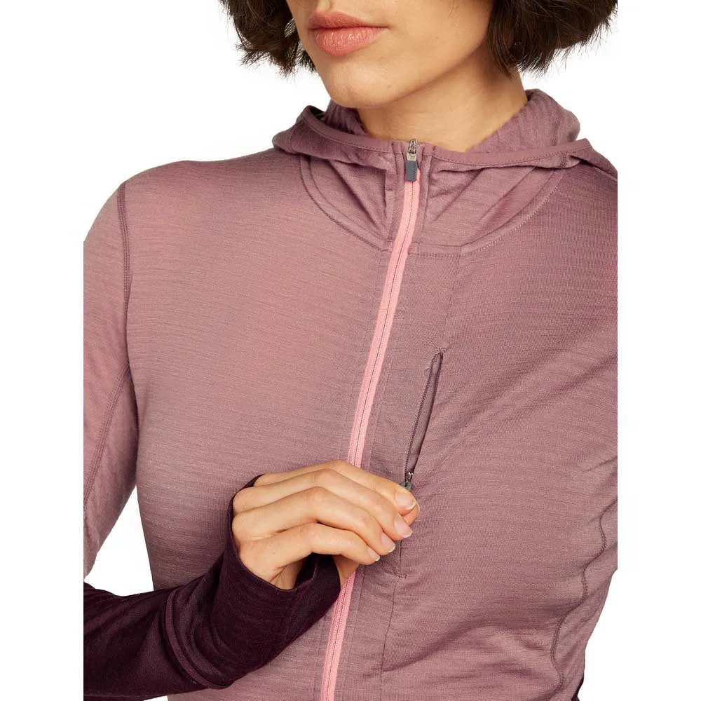 Icebreaker Merino Blend 200 Realfleece™ Descender Reißverschlusspullover female, Summit / java / acid pink / cb