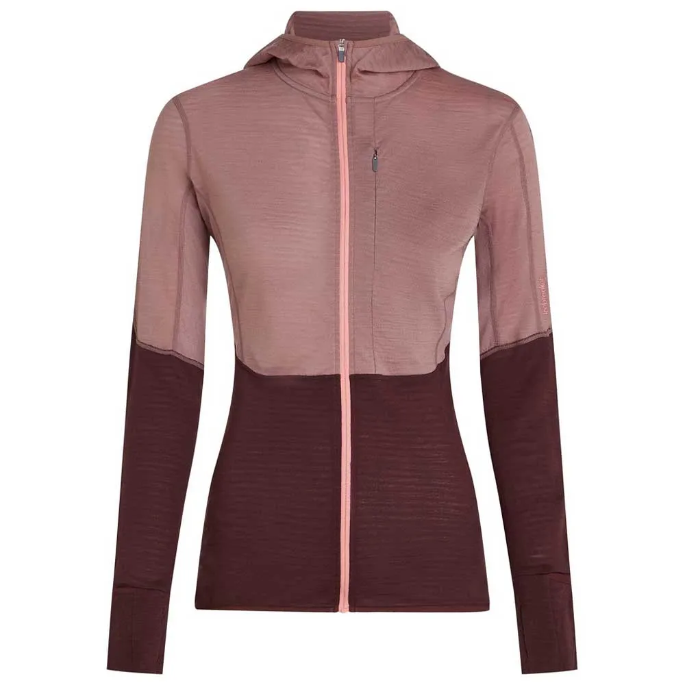 Icebreaker Merino Blend 200 Realfleece™ Descender Reißverschlusspullover female, Summit / java / acid pink / cb