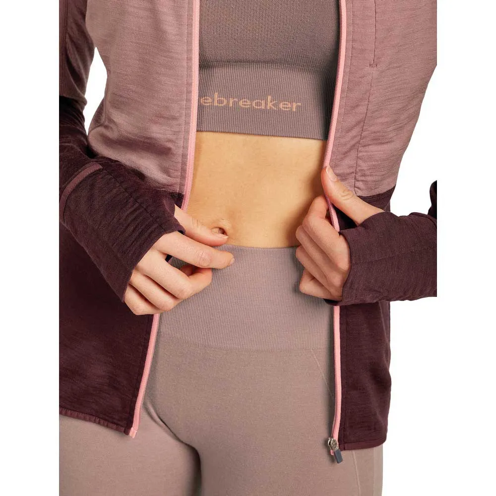 Icebreaker Merino Blend 200 Realfleece™ Descender Reißverschlusspullover female, Summit / java / acid pink / cb