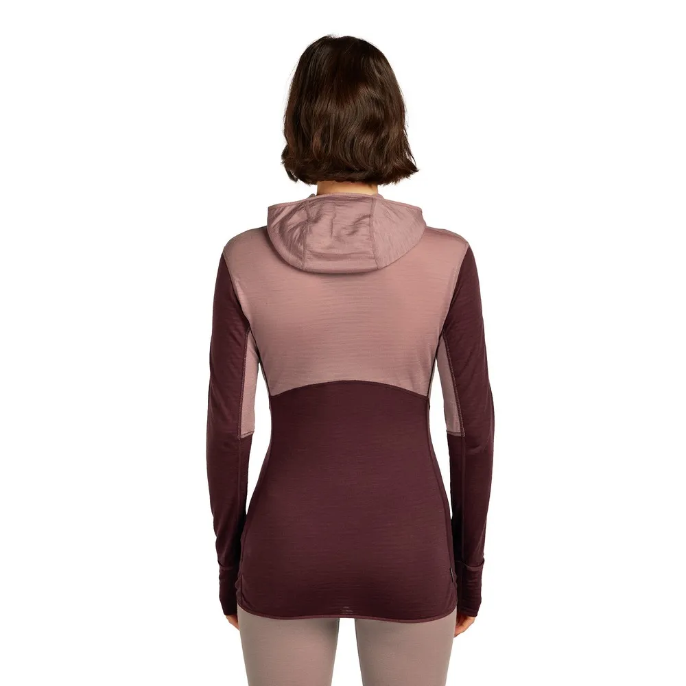 Icebreaker Merino Blend 200 Realfleece™ Descender Reißverschlusspullover female, Summit / java / acid pink / cb