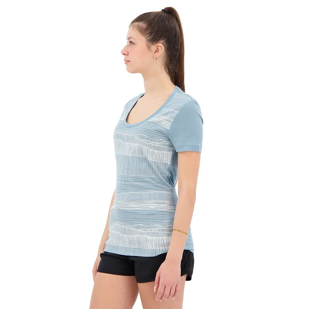 Icebreaker Tech Lite Ii Ss Scoop Tee Reflection Lines Kurzarm-t-shirt, Astral blue