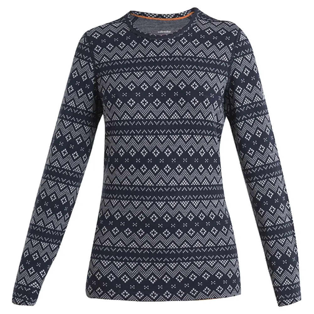 Icebreaker Vertex Crewe First Snow Merino Langarm-baselayer, Midnight navy / snow / j Icebreaker Vertex Crewe First Snow Merino Langarm-baselayer, Midnight navy / snow / j
