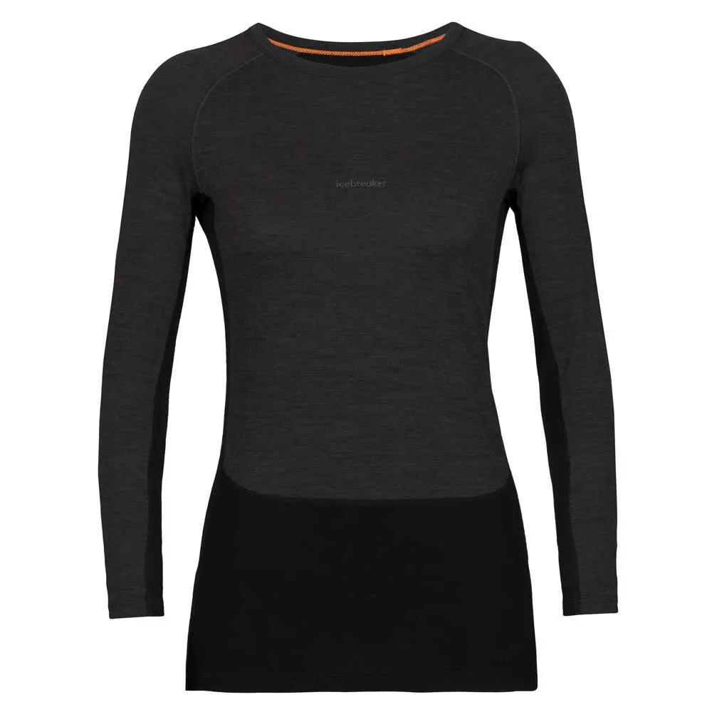 Icebreaker Zone Knit 200 Crewe Langarm-baselayer, Jet heather / black / metro heather / cb