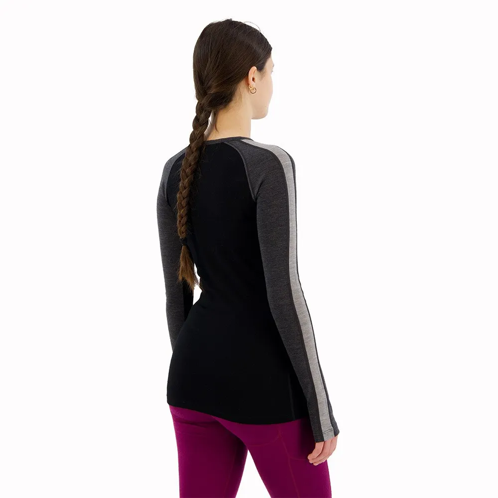 Icebreaker Zone Knit 200 Crewe Langarm-baselayer, Jet heather / black / metro heather / cb