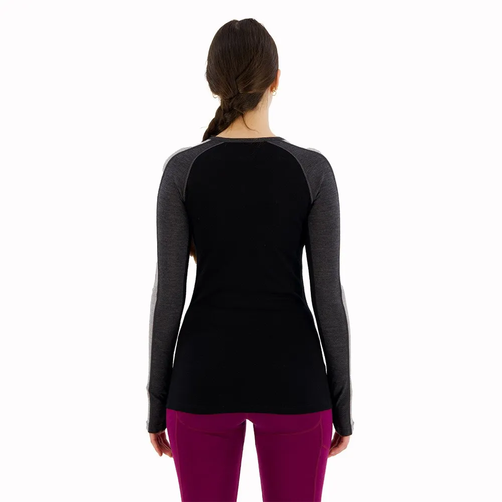 Icebreaker Zone Knit 200 Crewe Langarm-baselayer, Jet heather / black / metro heather / cb