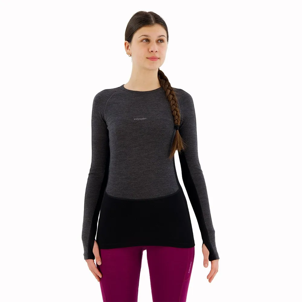 Icebreaker Zone Knit 200 Crewe Langarm-baselayer, Jet heather / black / metro heather / cb