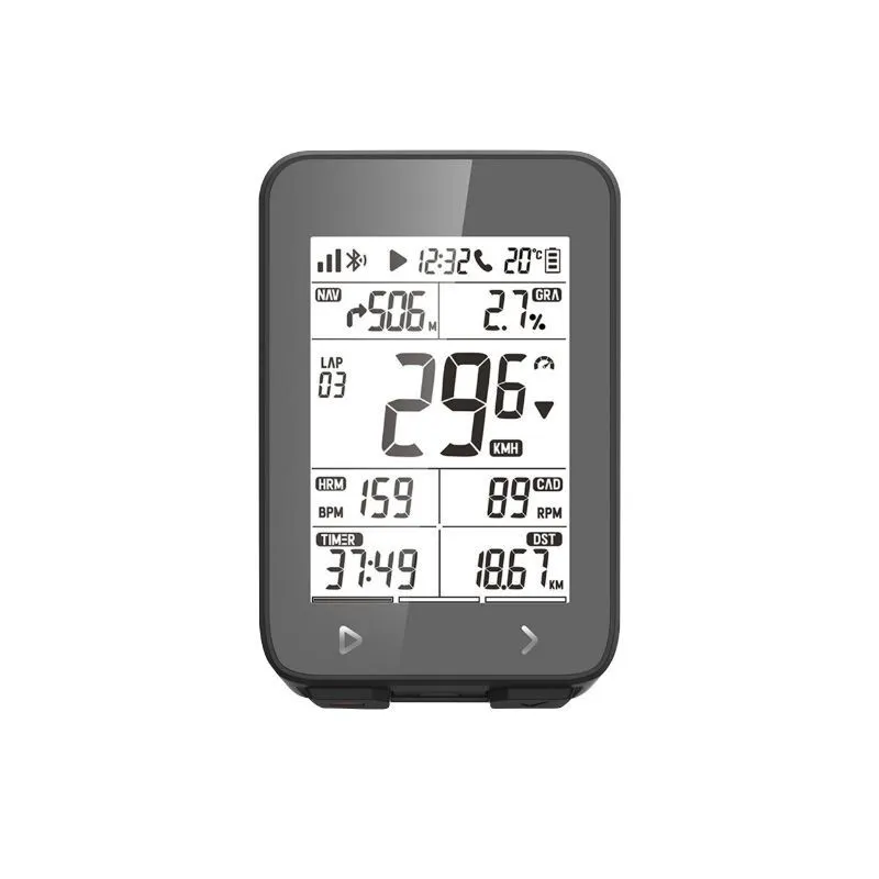 Igpsport GPS - Geschwindigkeitsmesser mit Höhenmesser, Temperatur, kompatibel mit Strava - Option: Trittfrequenz-, Geschwindigkeits- und Herzfrequenzsensor Unisex, schwarz, TU