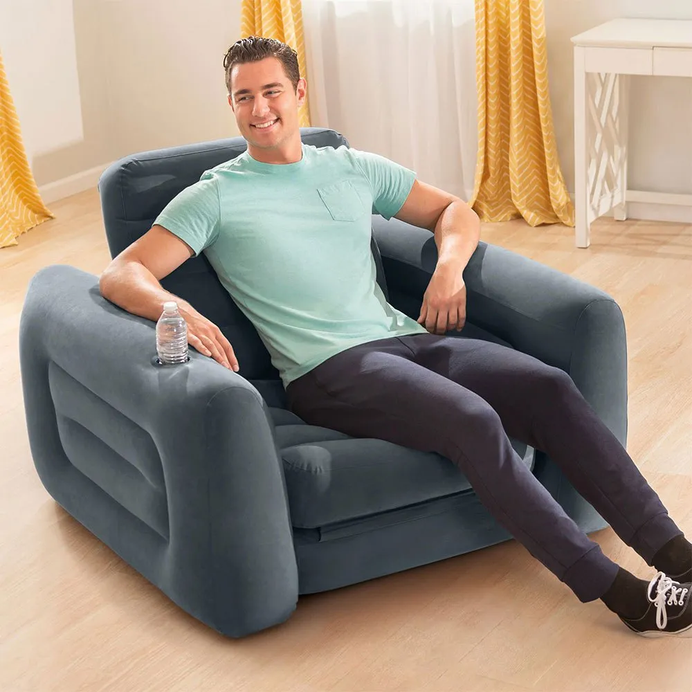 Intex 2 In 1 Aufblasbarer Stuhl Bett unisex, Grey, 117 x 224 x 66cm