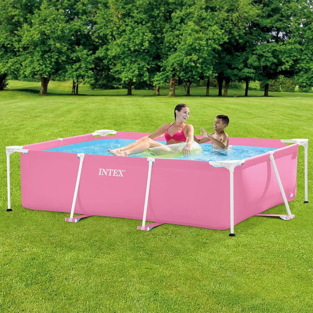 Intex 220x150x60 Cm Stahl Rechteckiger Aufstellpool Mit Rahmen, Pink, 1662L Intex 220x150x60 Cm Stahl Rechteckiger Aufstellpool Mit Rahmen, Pink, 1662L