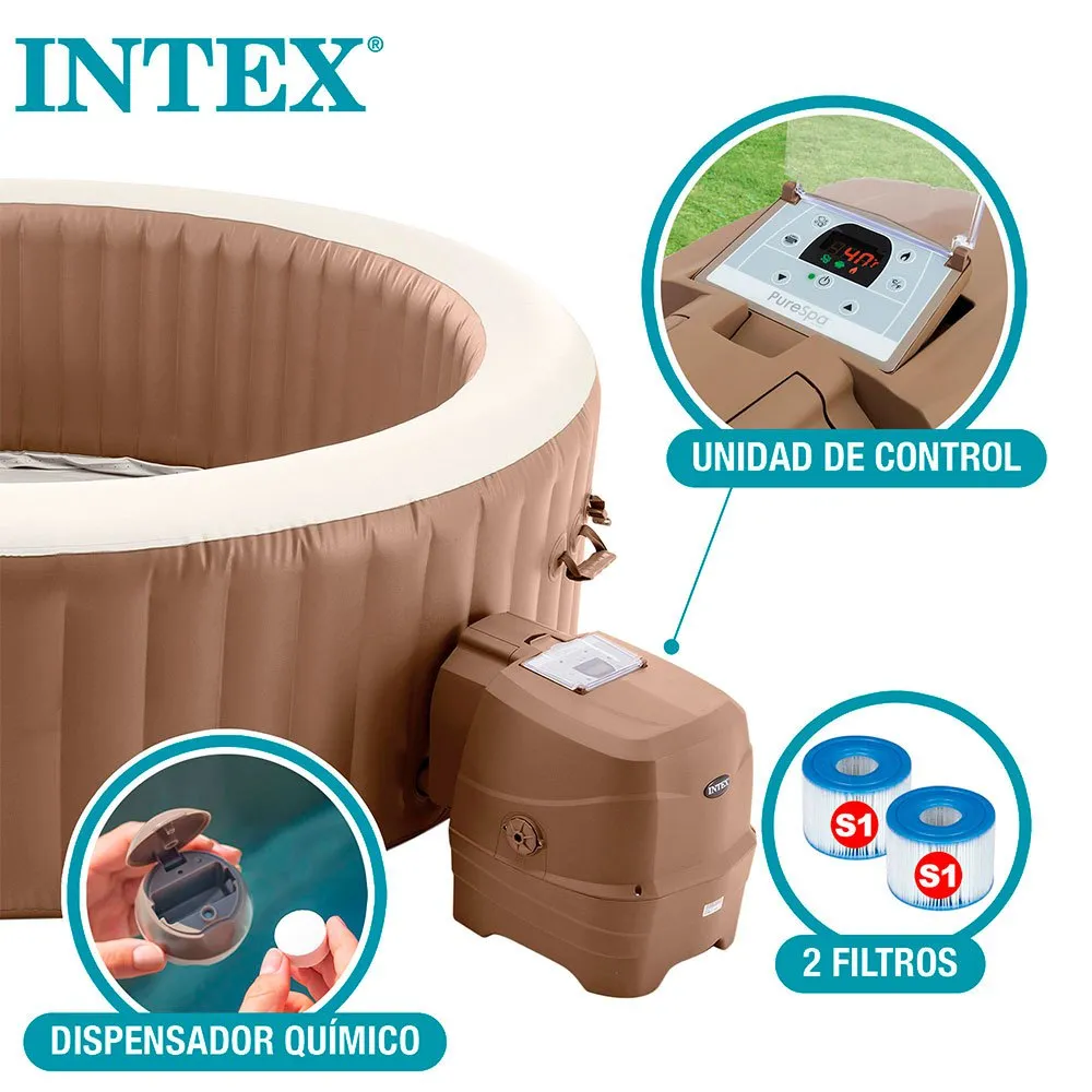 Intex Bubble Massage Purespa Pool, Brown / beige, 6 People Intex Bubble Massage Purespa Pool, Brown / beige, 6 People