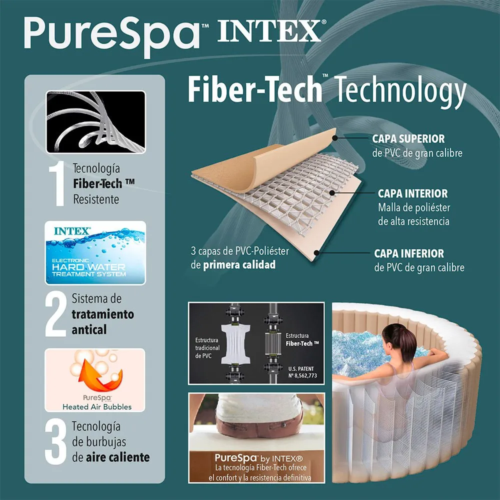 Intex Bubble Massage Purespa Pool, Brown / beige, 6 People Intex Bubble Massage Purespa Pool, Brown / beige, 6 People