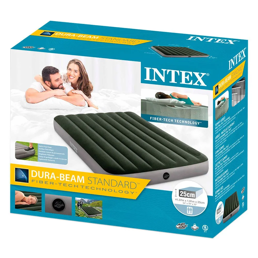 Intex Downy Fiber-tech Doppel-luftbett, Green / grey, 137 x 191 x 25cm Intex Downy Fiber-tech Doppel-luftbett, Green / grey, 137 x 191 x 25cm