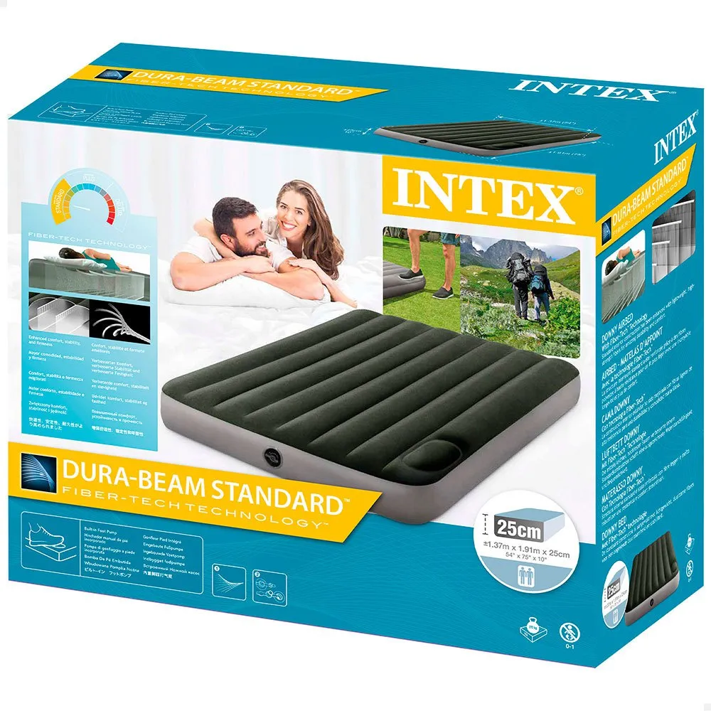 Intex Downy Fiber-tech Doppel-luftbett, Green / grey, 137 x 191 x 25cm Intex Downy Fiber-tech Doppel-luftbett, Green / grey, 137 x 191 x 25cm