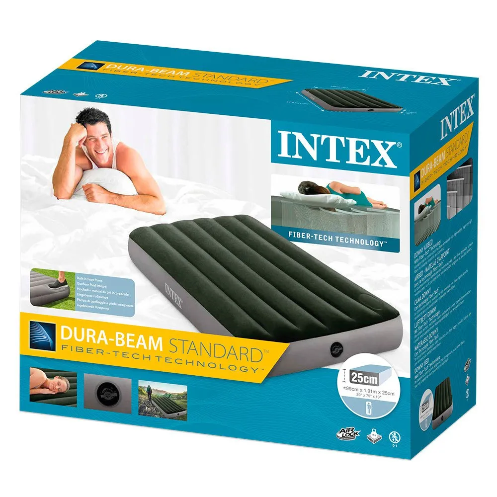 Intex Downy Fiber-tech Einzelbett Mit Fußpumpe Matratze, Green / grey, 99 x 191 x 25cm Intex Downy Fiber-tech Einzelbett Mit Fußpumpe Matratze, Green / grey, 99 x 191 x 25cm