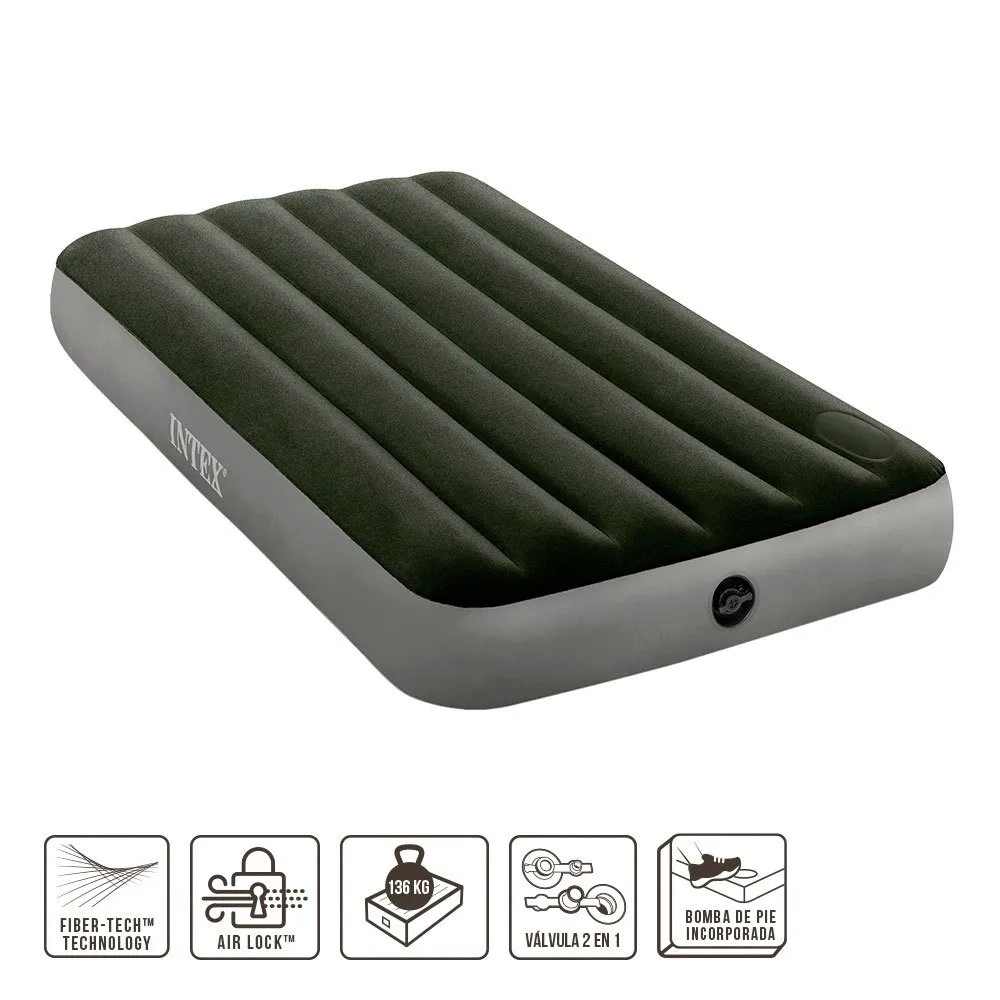 Intex Downy Fiber-tech Einzelbett Mit Fußpumpe Matratze, Green / grey, 99 x 191 x 25cm Intex Downy Fiber-tech Einzelbett Mit Fußpumpe Matratze, Green / grey, 99 x 191 x 25cm