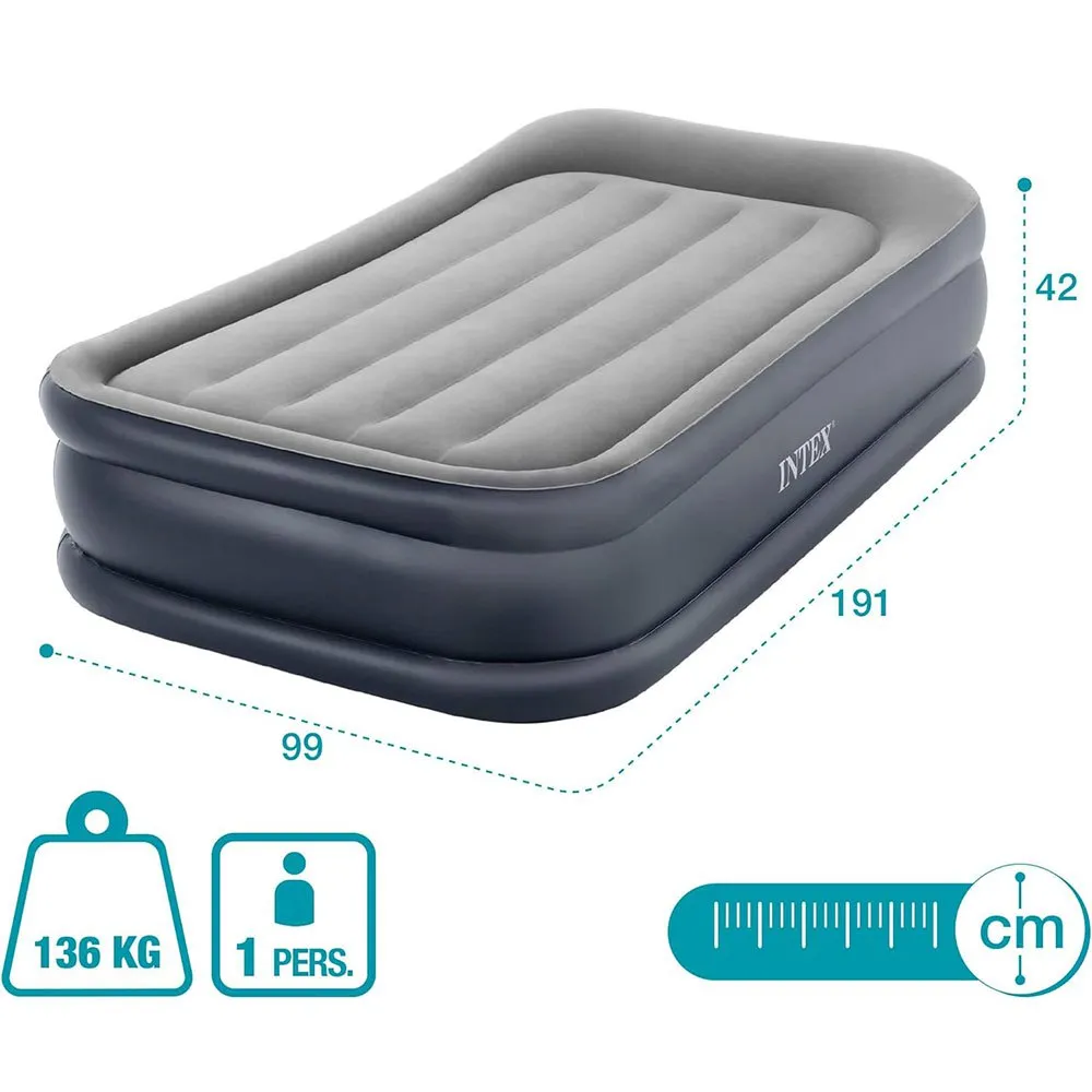 Intex Dura-beam Basic Deluxe Twin Einzel-luftbett, Grey, 99 x 191 x 42cm Intex Dura-beam Basic Deluxe Twin Einzel-luftbett, Grey, 99 x 191 x 42cm