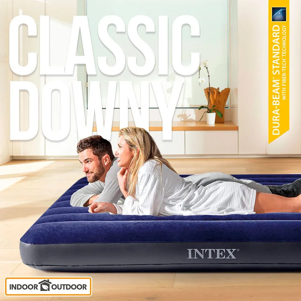 Intex Dura-beam Classic Downy Doppel-luftbett, Blue, 191 x 137 x 25cm Intex Dura-beam Classic Downy Doppel-luftbett, Blue, 191 x 137 x 25cm