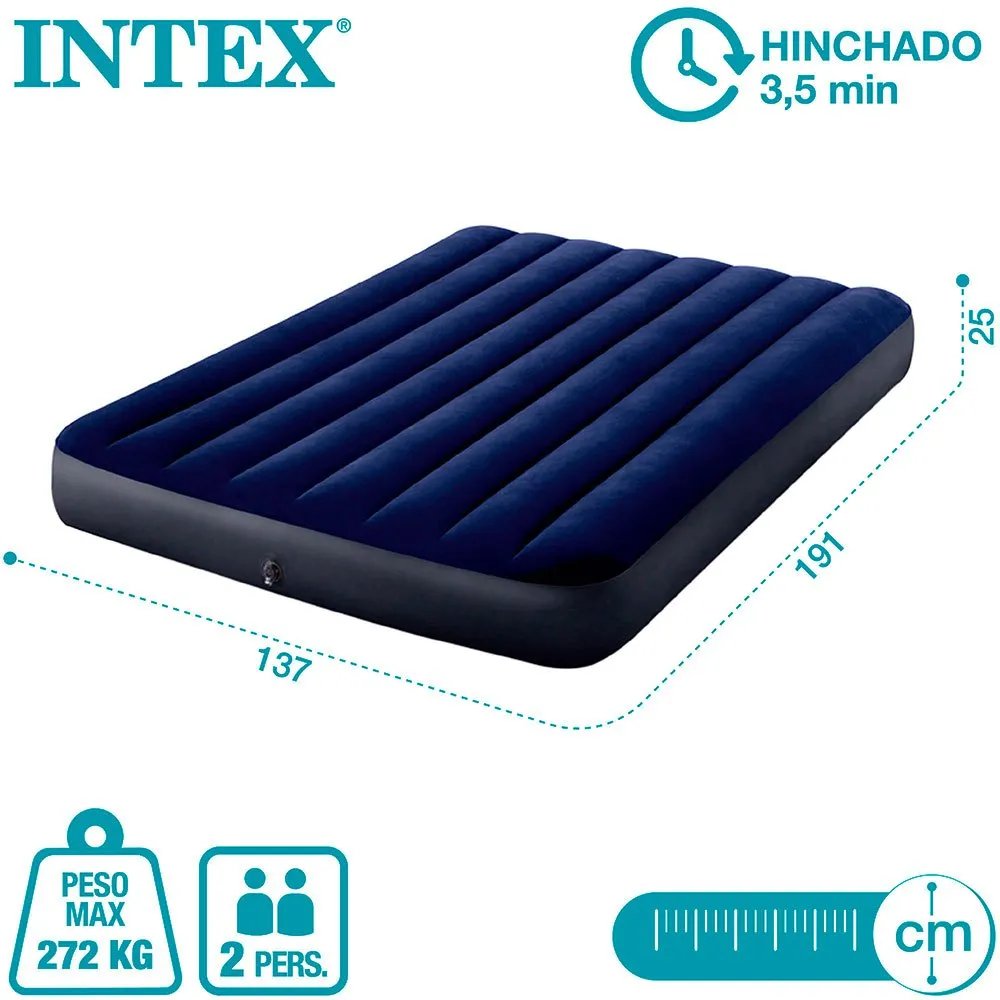 Intex Dura-beam Classic Downy Doppel-luftbett, Blue, 191 x 137 x 25cm Intex Dura-beam Classic Downy Doppel-luftbett, Blue, 191 x 137 x 25cm