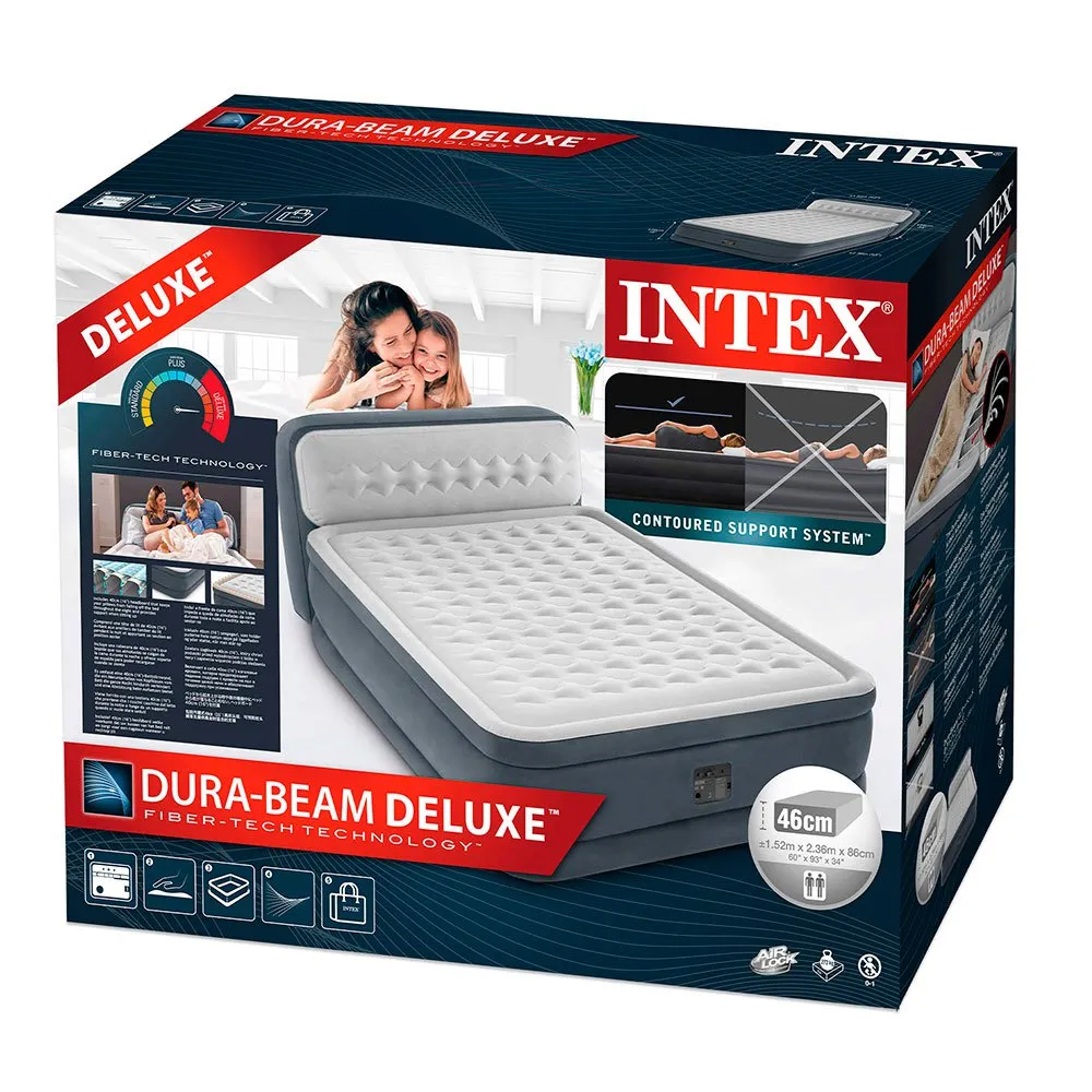 Intex Dura Beam Deluxe Ultra Plush Luftmatratze, Grey, 152 x 236 x 86cm Intex Dura Beam Deluxe Ultra Plush Luftmatratze, Grey, 152 x 236 x 86cm