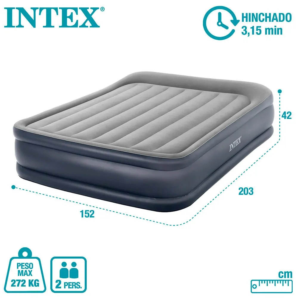Intex Dura-beam Standard Deluxe Pillow N2 Luftmatratze, Grey, 152 x 203 x 42cm Intex Dura-beam Standard Deluxe Pillow N2 Luftmatratze, Grey, 152 x 203 x 42cm