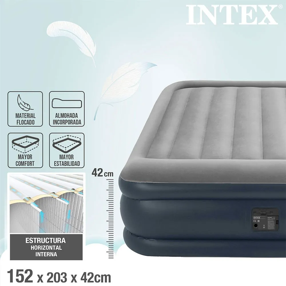 Intex Dura-beam Standard Deluxe Pillow N2 Luftmatratze, Grey, 152 x 203 x 42cm Intex Dura-beam Standard Deluxe Pillow N2 Luftmatratze, Grey, 152 x 203 x 42cm