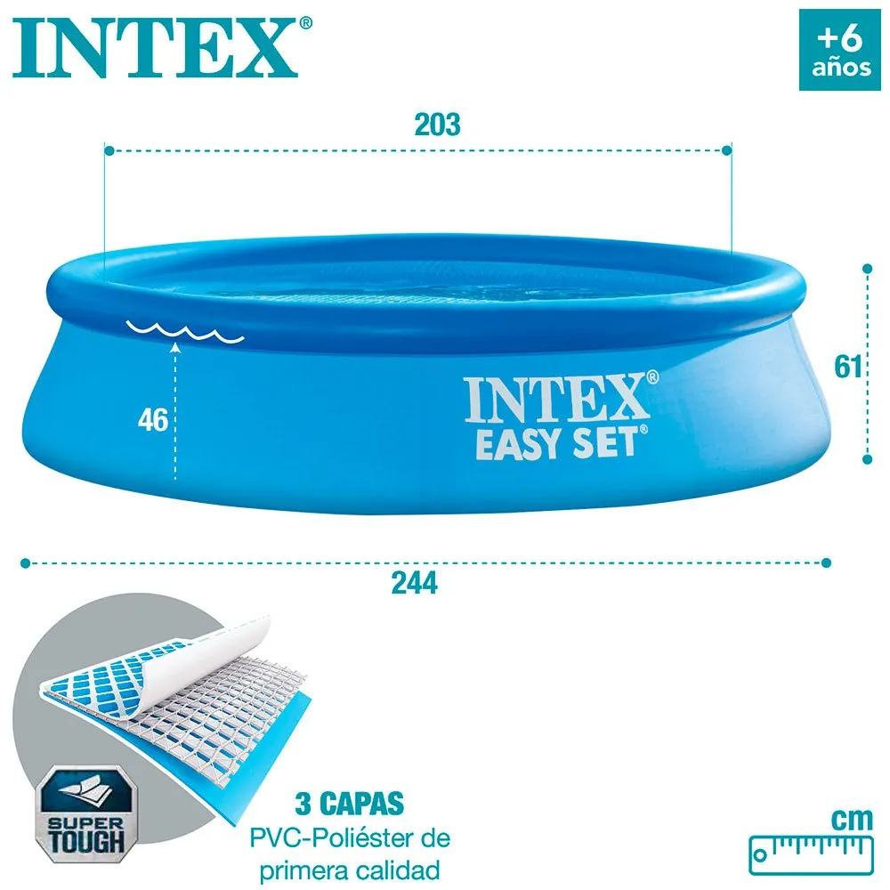 Intex Easy Set Aufblasbarer Pool 244x61 Cm, Blue, 244 x 61cm