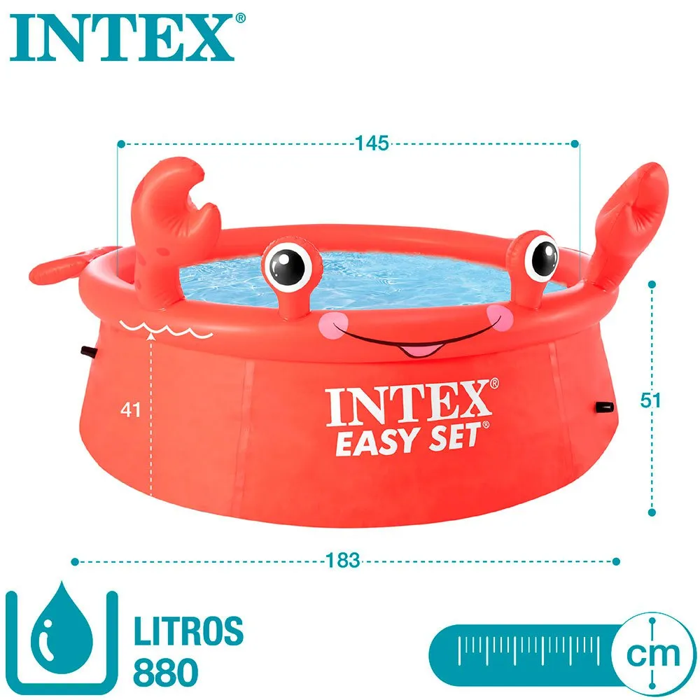Intex Easy Set Crab Ø183x51cm Runder Aufblasbarer Pool, Red, 183 x 51cm