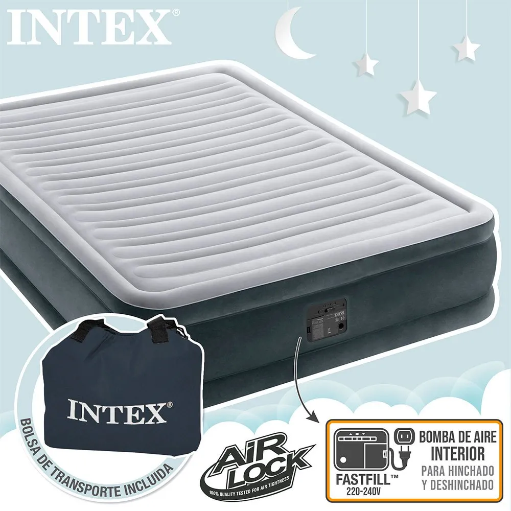 Intex Fiber-tech Comfort Plush Luftmatratze, Grey, 152 x 203 x 33cm Intex Fiber-tech Comfort Plush Luftmatratze, Grey, 152 x 203 x 33cm