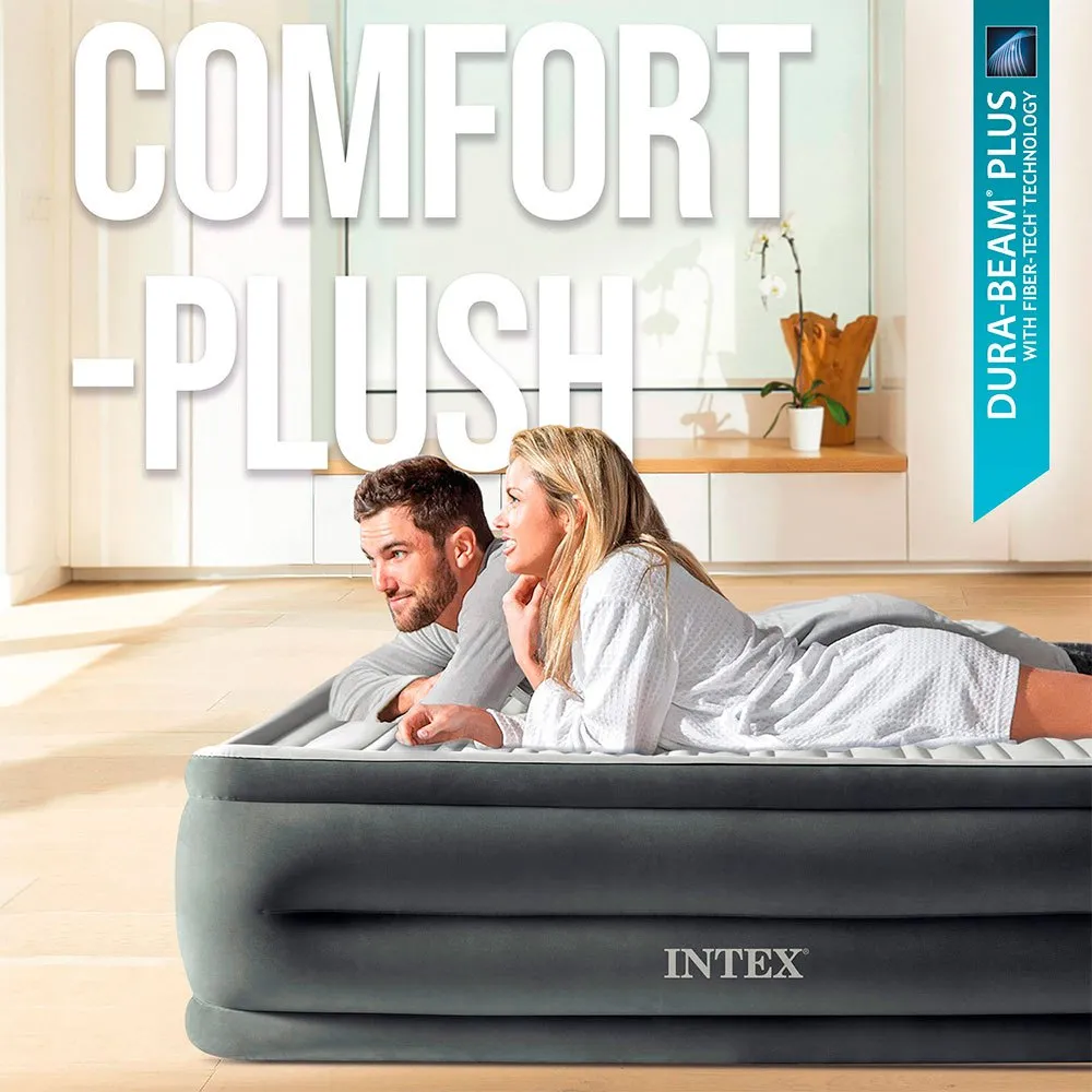 Intex Fiber-tech Comfort Plush Luftmatratze, Grey, 152 x 203 x 33cm Intex Fiber-tech Comfort Plush Luftmatratze, Grey, 152 x 203 x 33cm