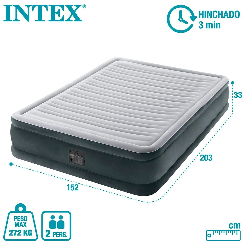 Intex Fiber-tech Comfort Plush Luftmatratze, Grey, 152 x 203 x 33cm Intex Fiber-tech Comfort Plush Luftmatratze, Grey, 152 x 203 x 33cm