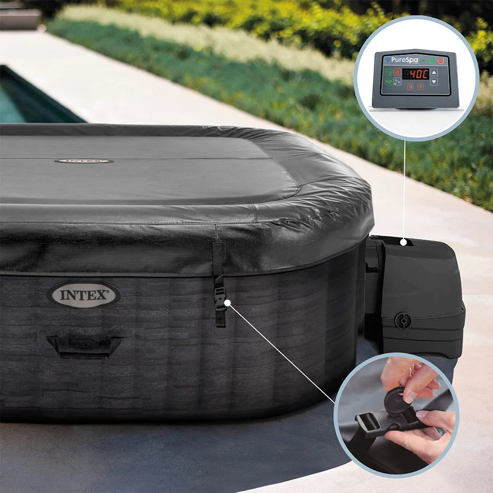 Intex Greystone Deluxe 175x175x71 Cm Aufblasbarer Whirlpool, Grey, 795L Intex Greystone Deluxe 175x175x71 Cm Aufblasbarer Whirlpool, Grey, 795L