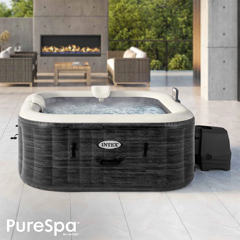 Intex Greystone Deluxe 175x175x71 Cm Aufblasbarer Whirlpool, Grey, 795L Intex Greystone Deluxe 175x175x71 Cm Aufblasbarer Whirlpool, Grey, 795L