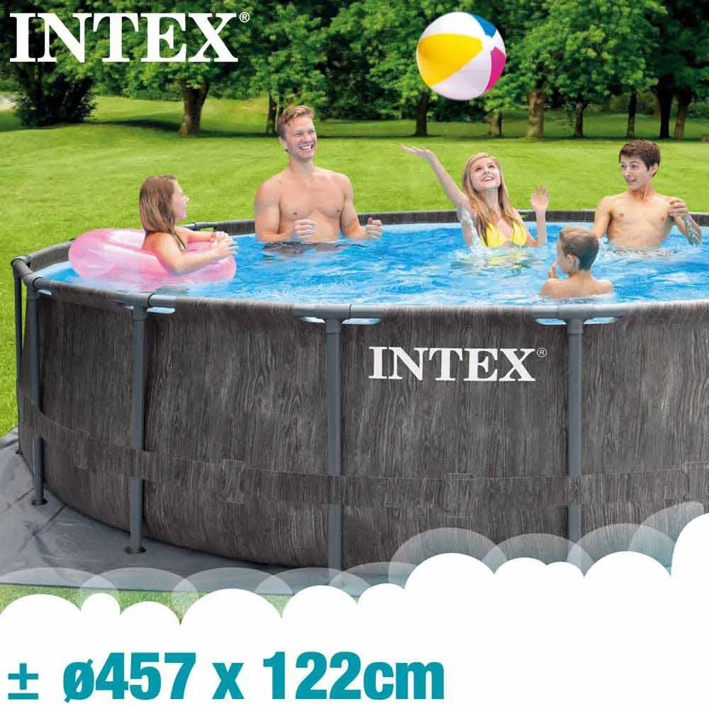 Intex Greywood Prism Premium Ø 457x122 Cm Stahl Runder Aufstellpool, Grey / blue, 16805L Intex Greywood Prism Premium Ø 457x122 Cm Stahl Runder Aufstellpool, Grey / blue, 16805L