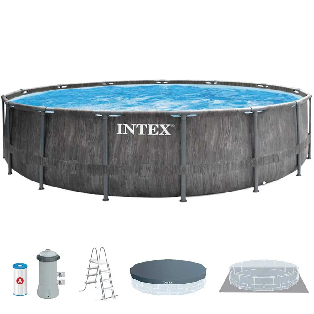 Intex Greywood Prism Premium Ø 457x122 Cm Stahl Runder Aufstellpool, Grey / blue, 16805L Intex Greywood Prism Premium Ø 457x122 Cm Stahl Runder Aufstellpool, Grey / blue, 16805L