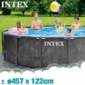 Intex Greywood Prism Premium Ø 457x122 Cm Stahl Runder Aufstellpool, Grey / blue, 16805L