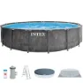 Intex Greywood Prism Premium Ø 457x122 Cm Stahl Runder Aufstellpool, Grey / blue, 16805L